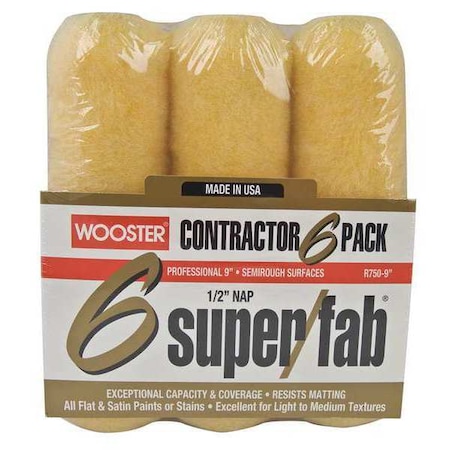 Wooster 9" Paint Roller Cover, 1/2" Nap, Knit Fabric R750-9